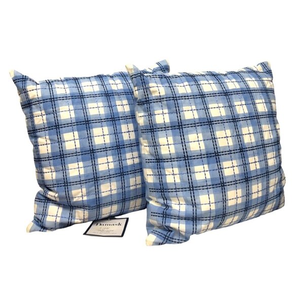 2 Charter Club Painted Plaid Embroidered 18" Square  Decorative Pillows, Blue - Picture 1 of 12